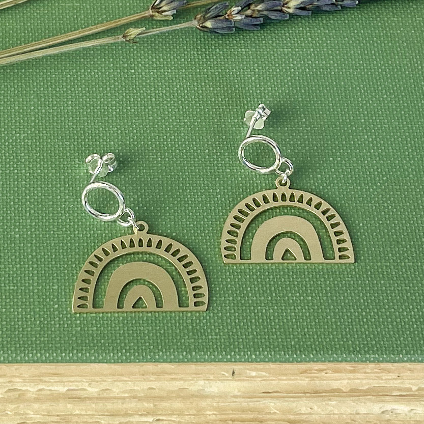Brass Rainbow Earrings