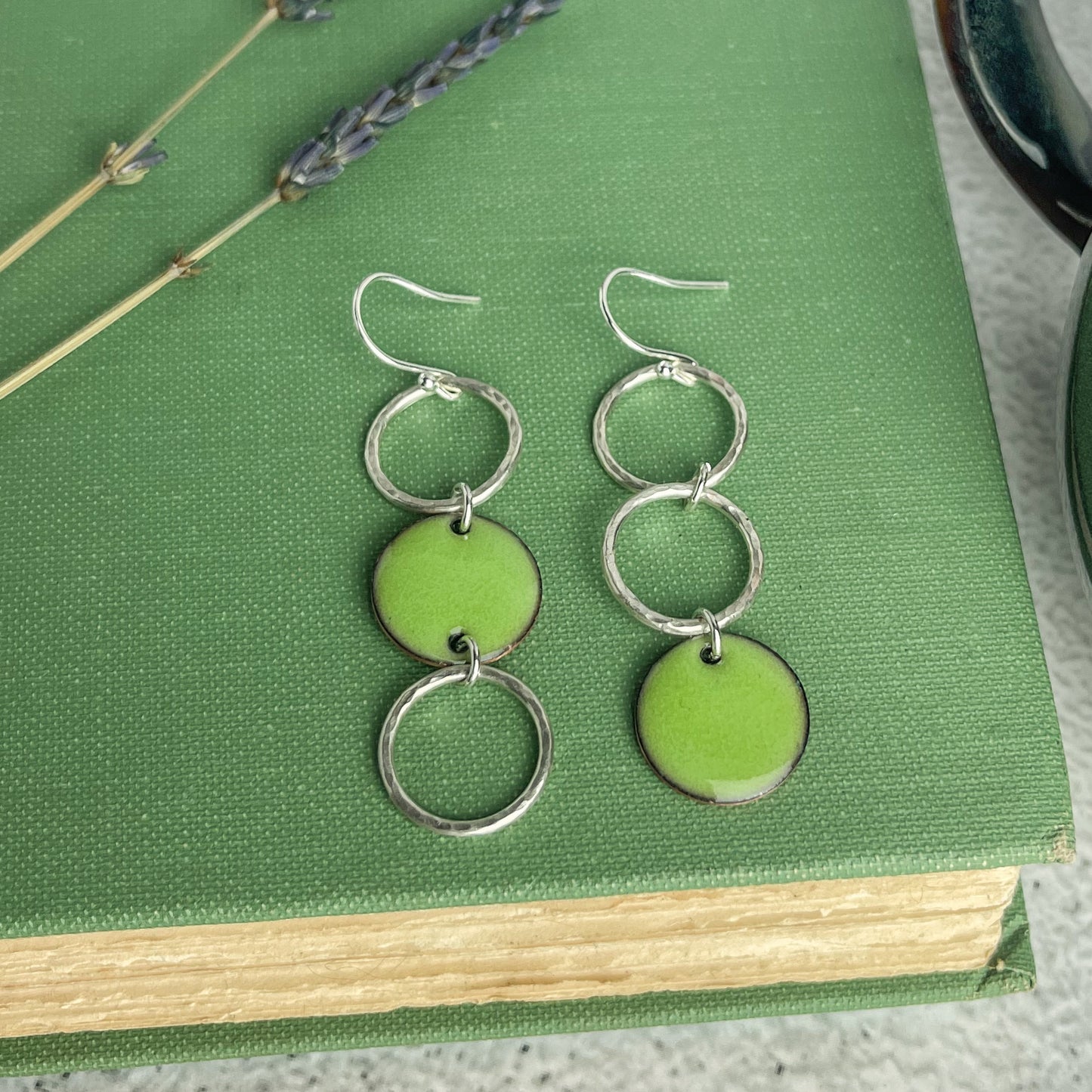 Green Asymmetric Hoop Earrings