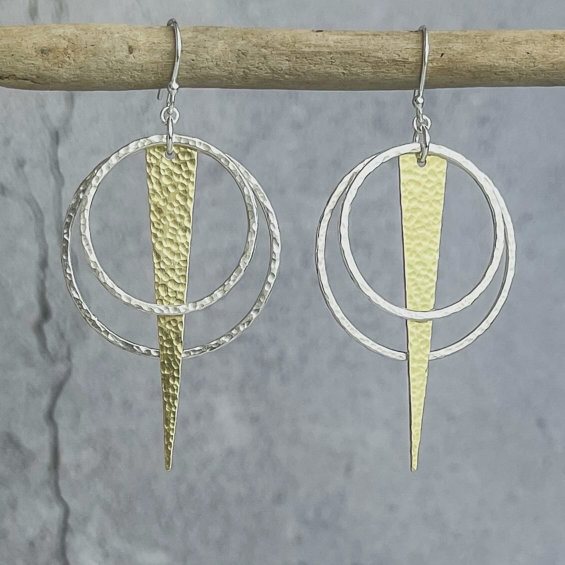 Brass Triangle Hoop Earrings