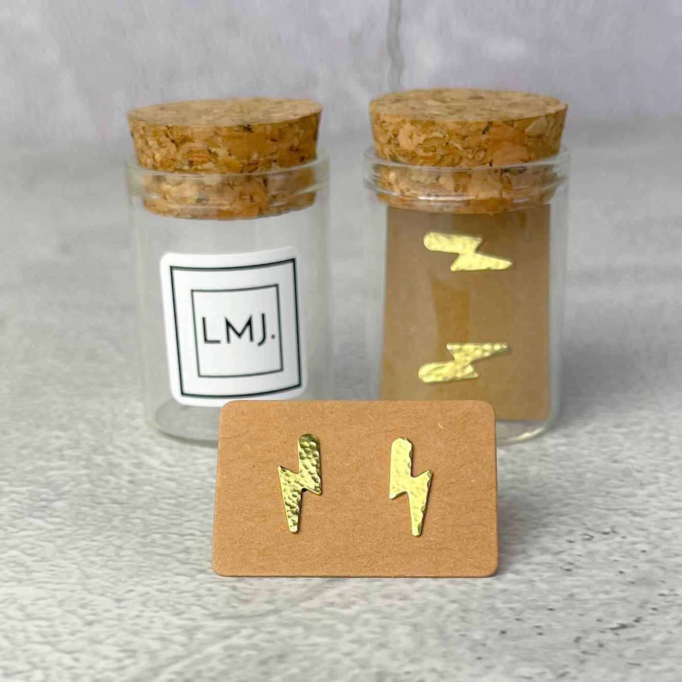 Brass Lightning Stud Earrings