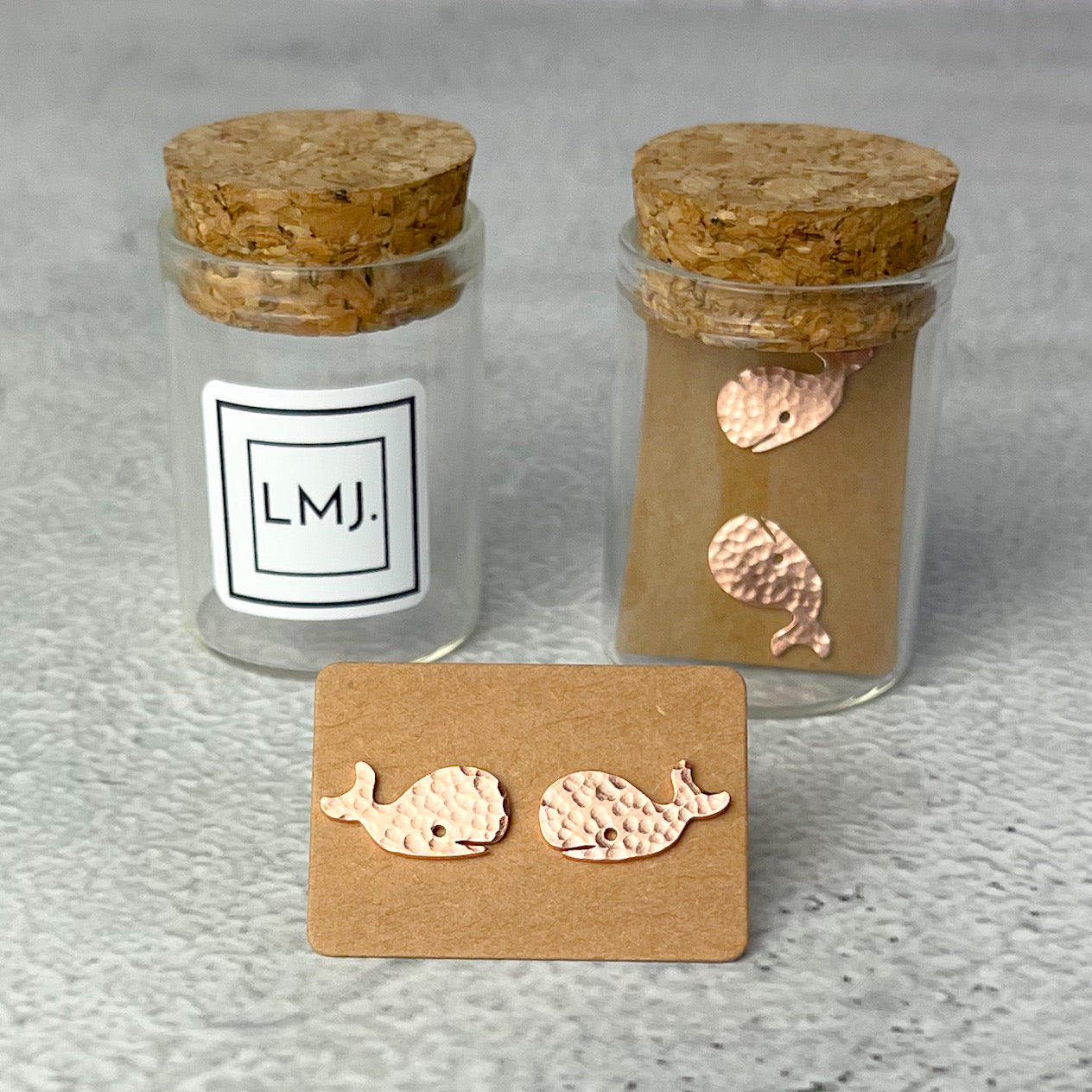 Copper Whale Stud Earrings