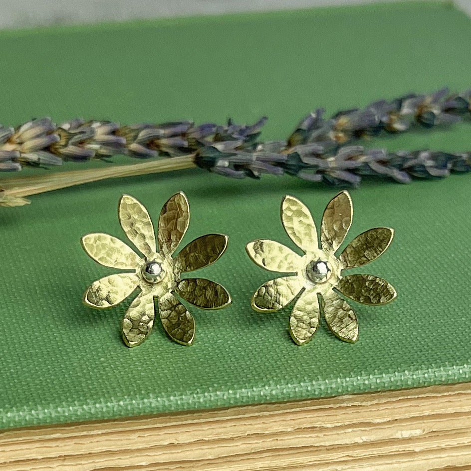 Brass Daisy Stud Earrings