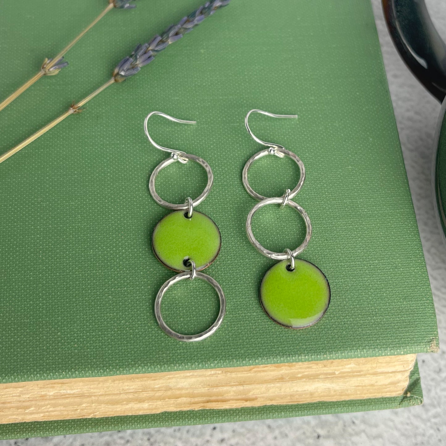 Green Asymmetric Hoop Earrings
