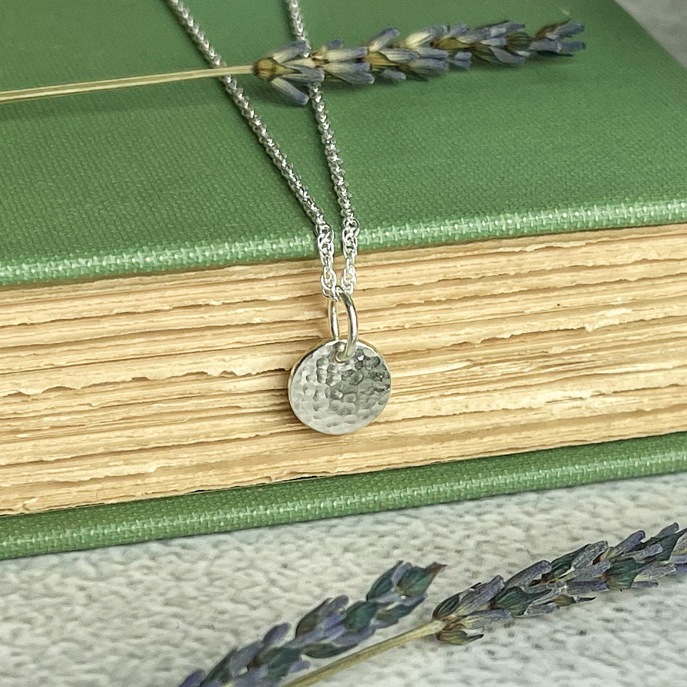 Tiny Beaten Disc Necklace