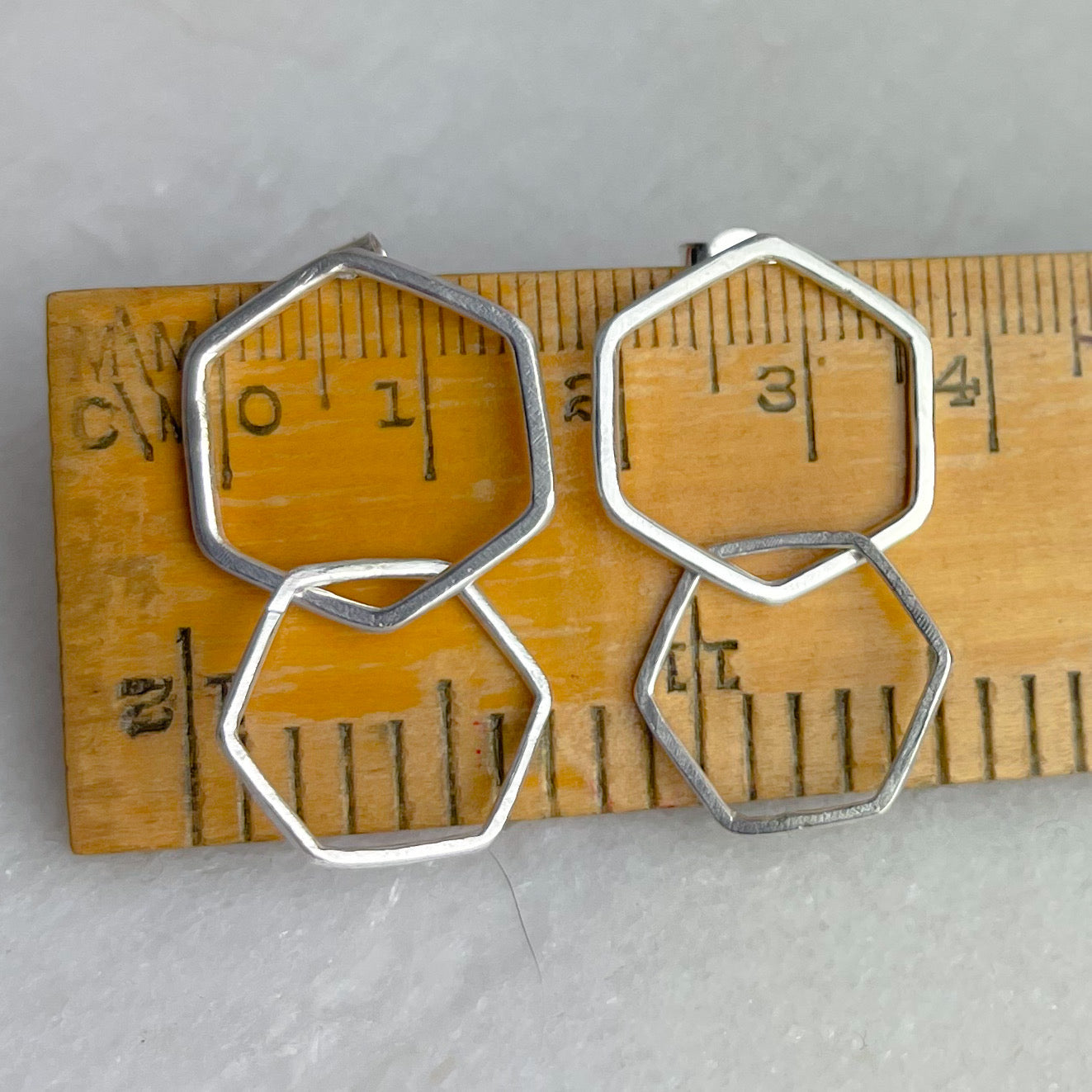 Honeycomb Drop Stud Earrings