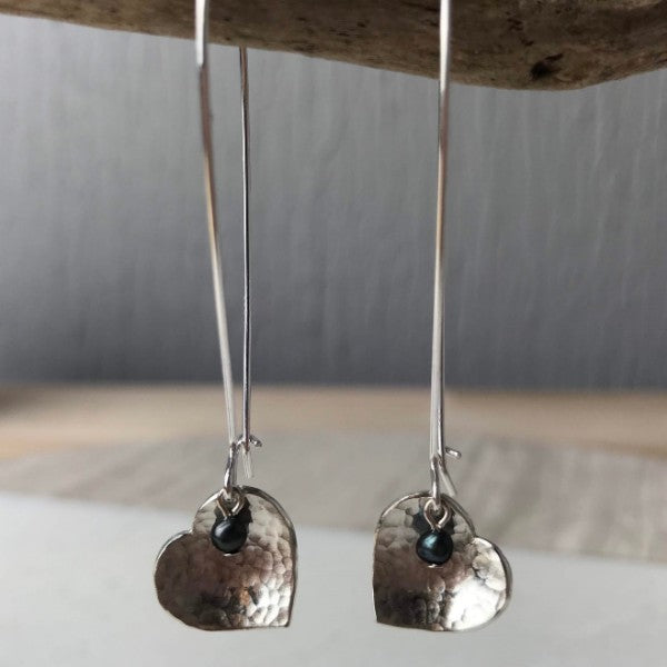 Peacock Pearl Heart Earrings