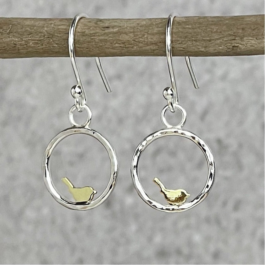Brass Bird Earrings