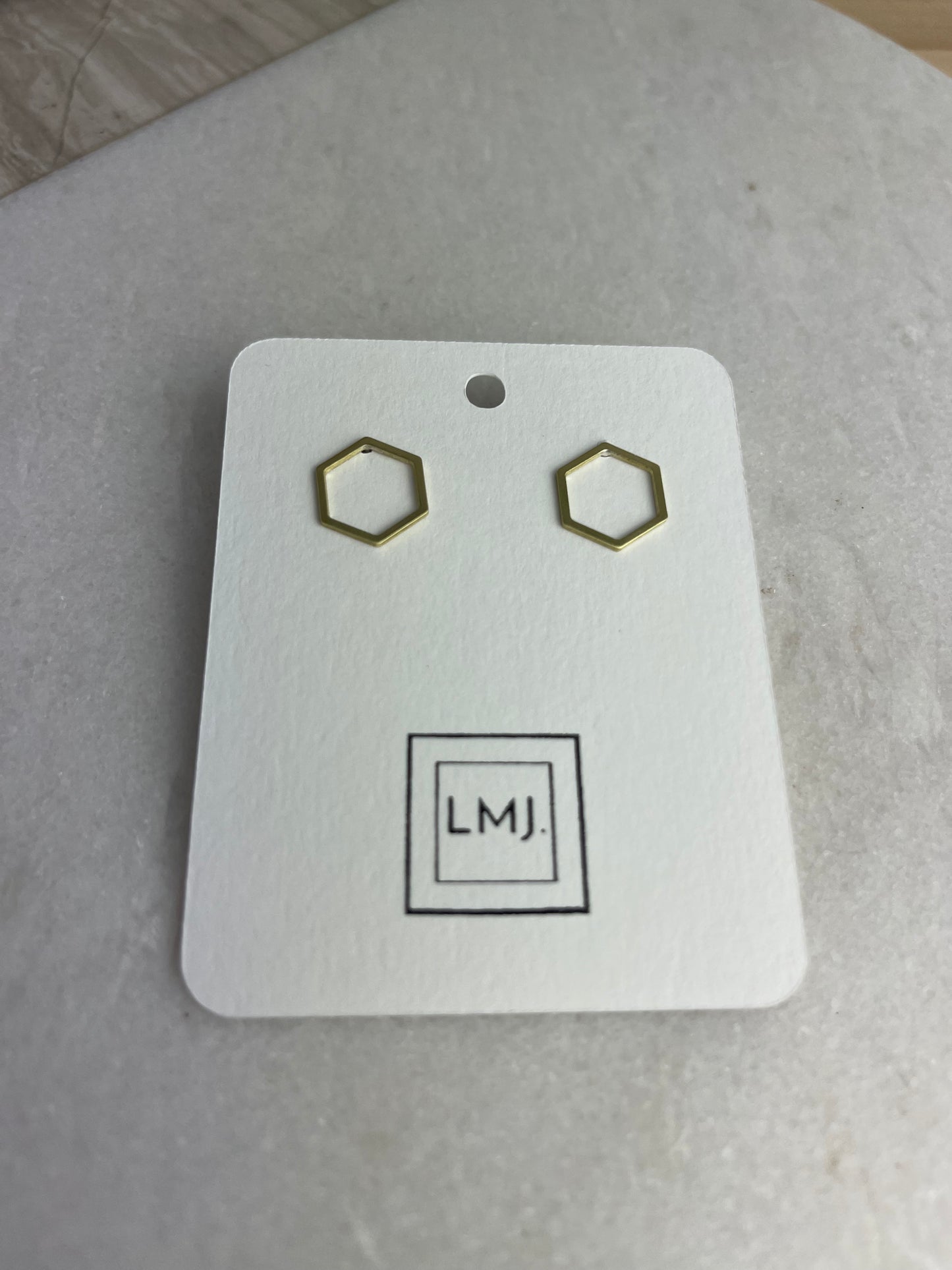 Brass Hexagon Earrings
