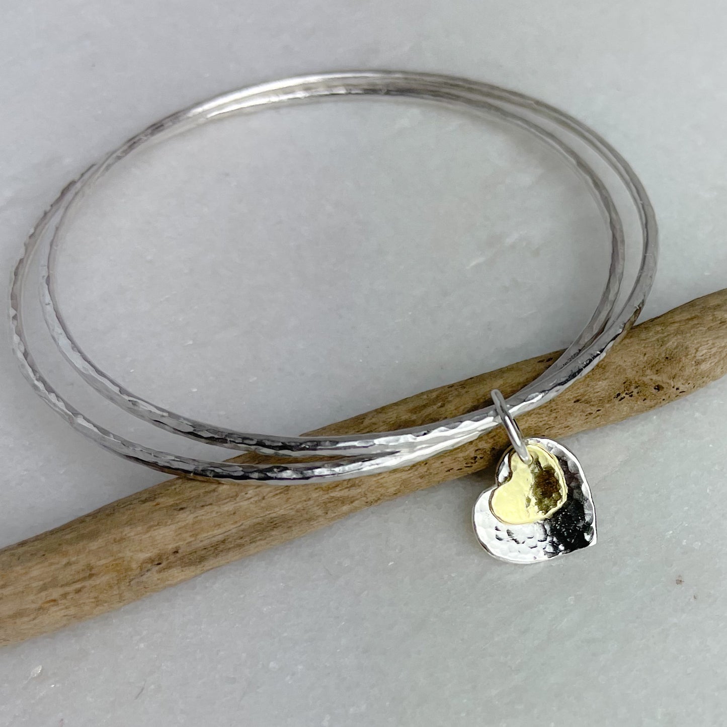 Brass Heart Double Bangle