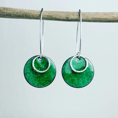 Grass Green Disc Earrings
