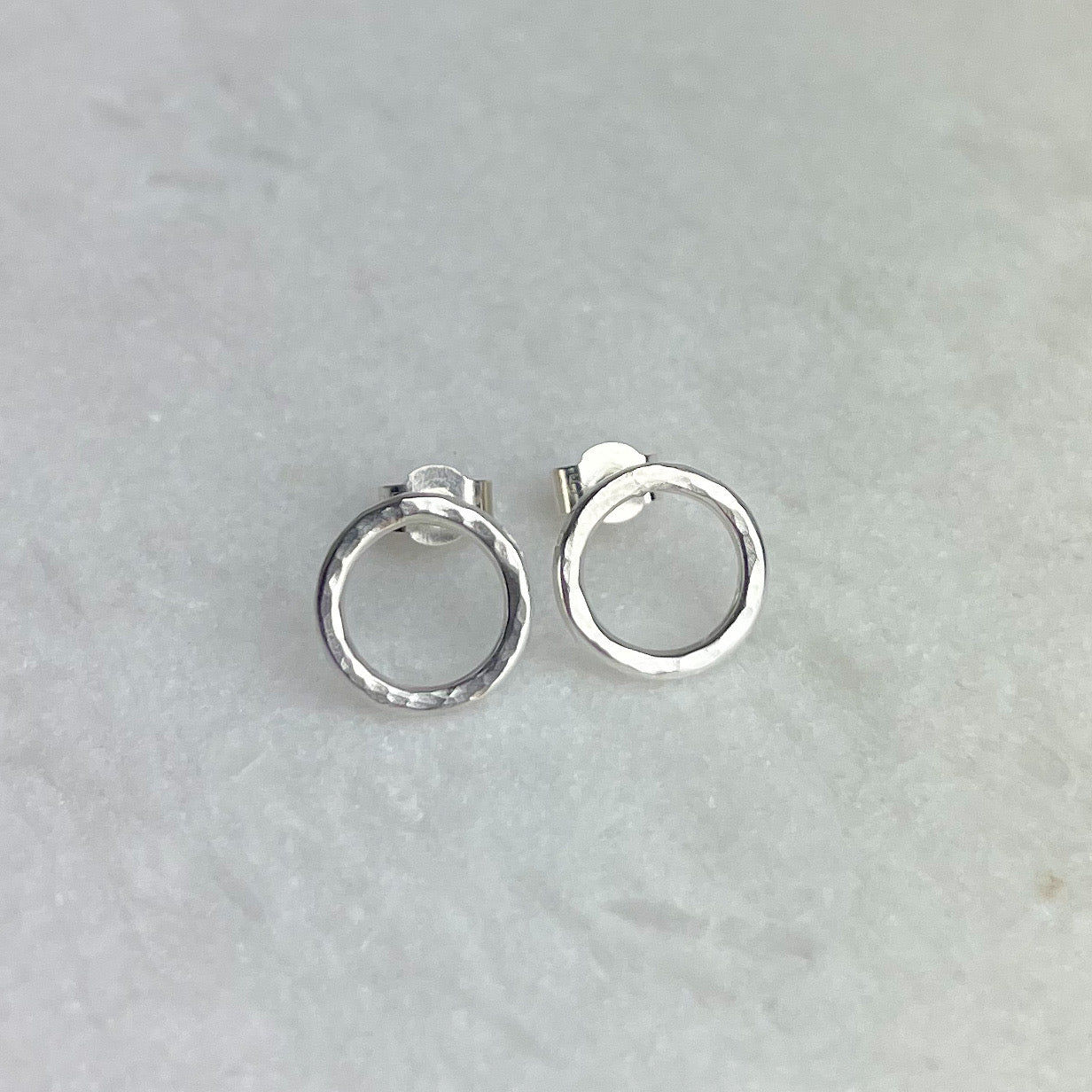 Beaten Hoop Stud Earrings