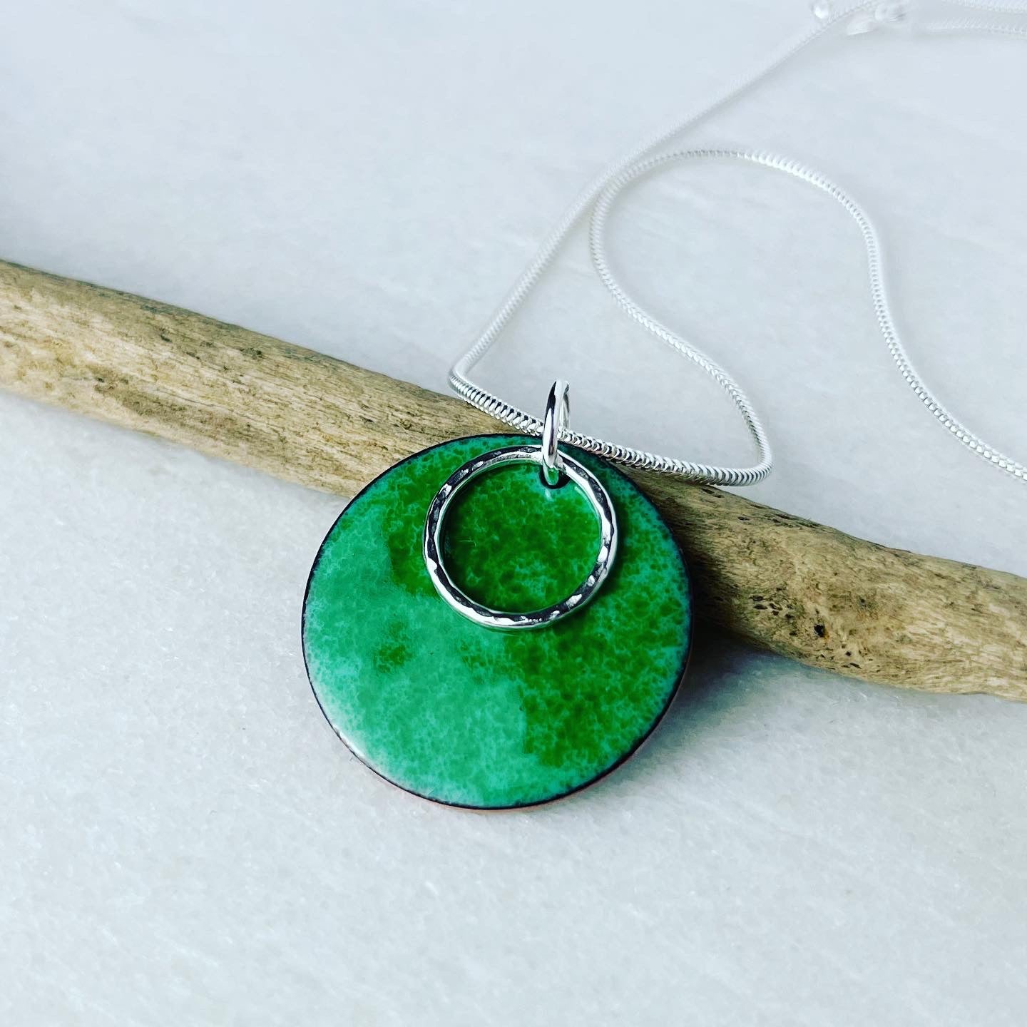 Grass Green Disc Necklace