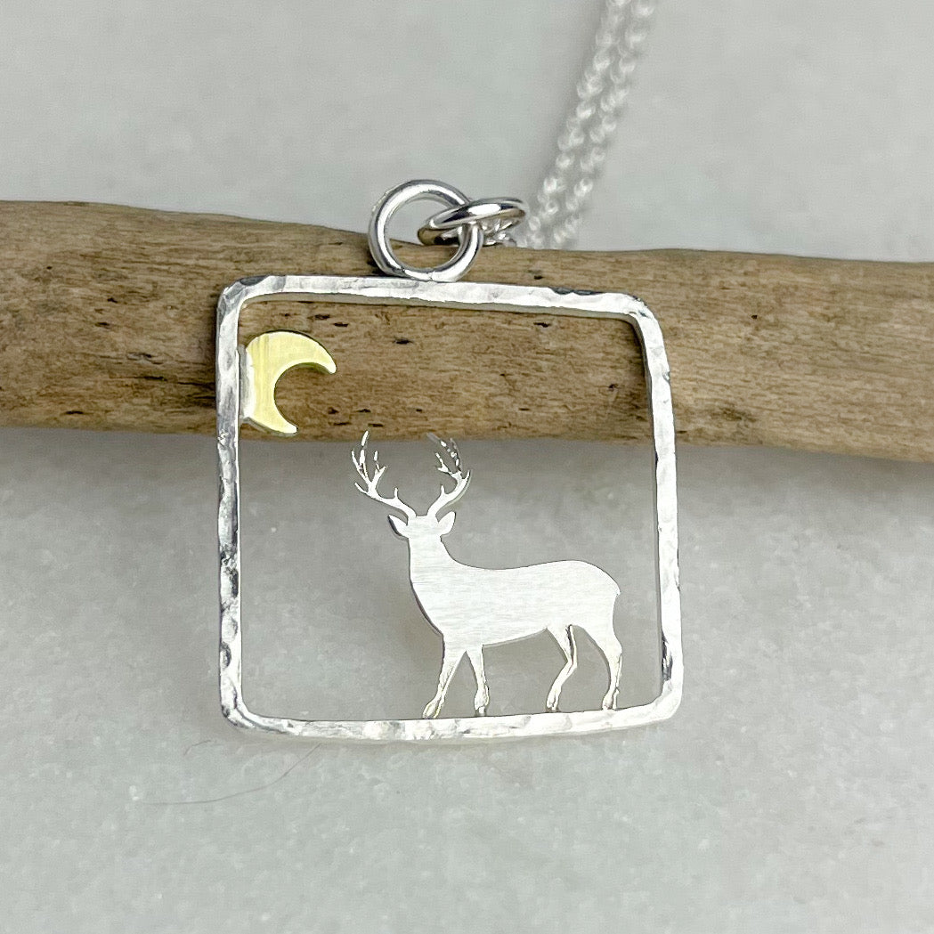 Sterling silver 2025 deer necklace