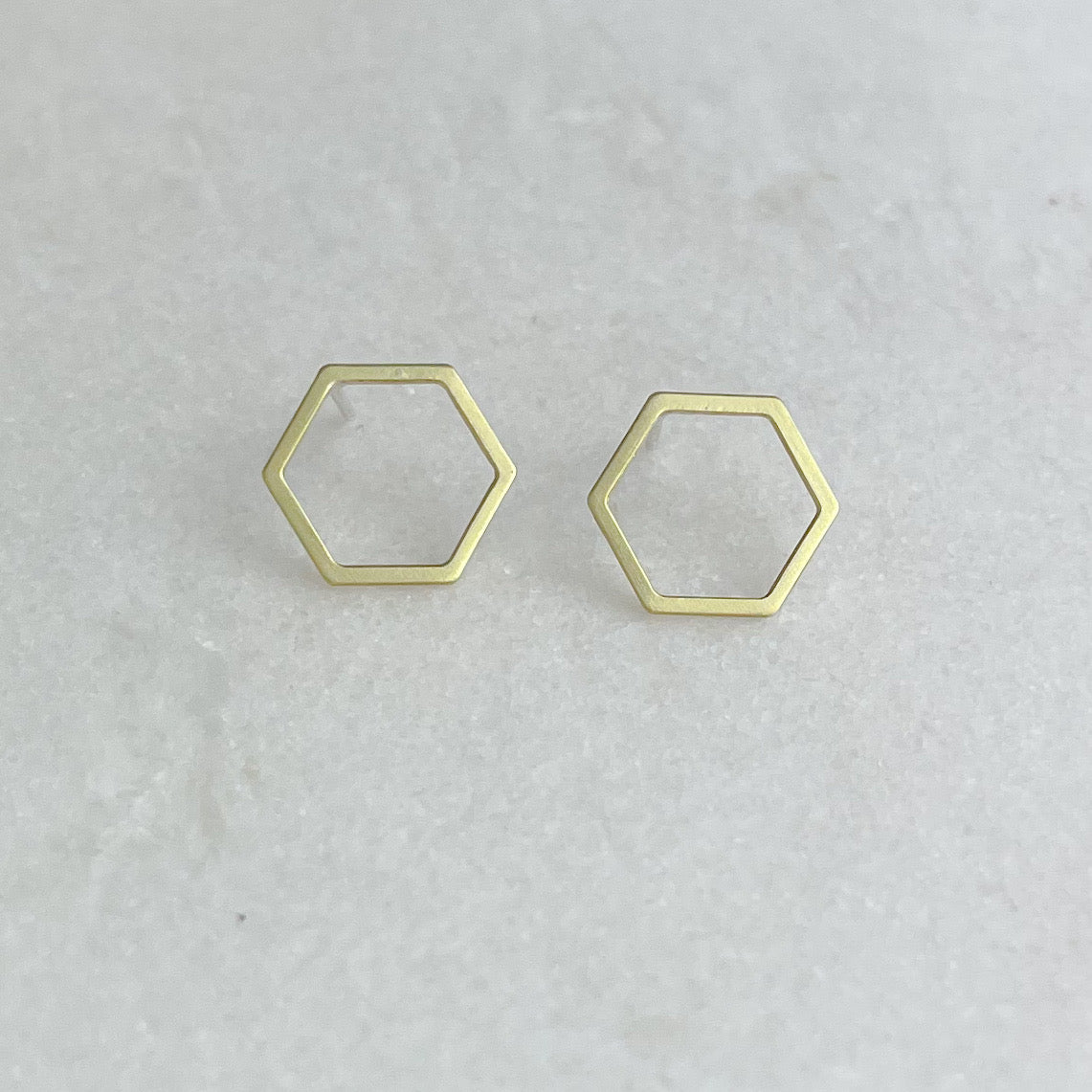 Brass Hexagon Earrings