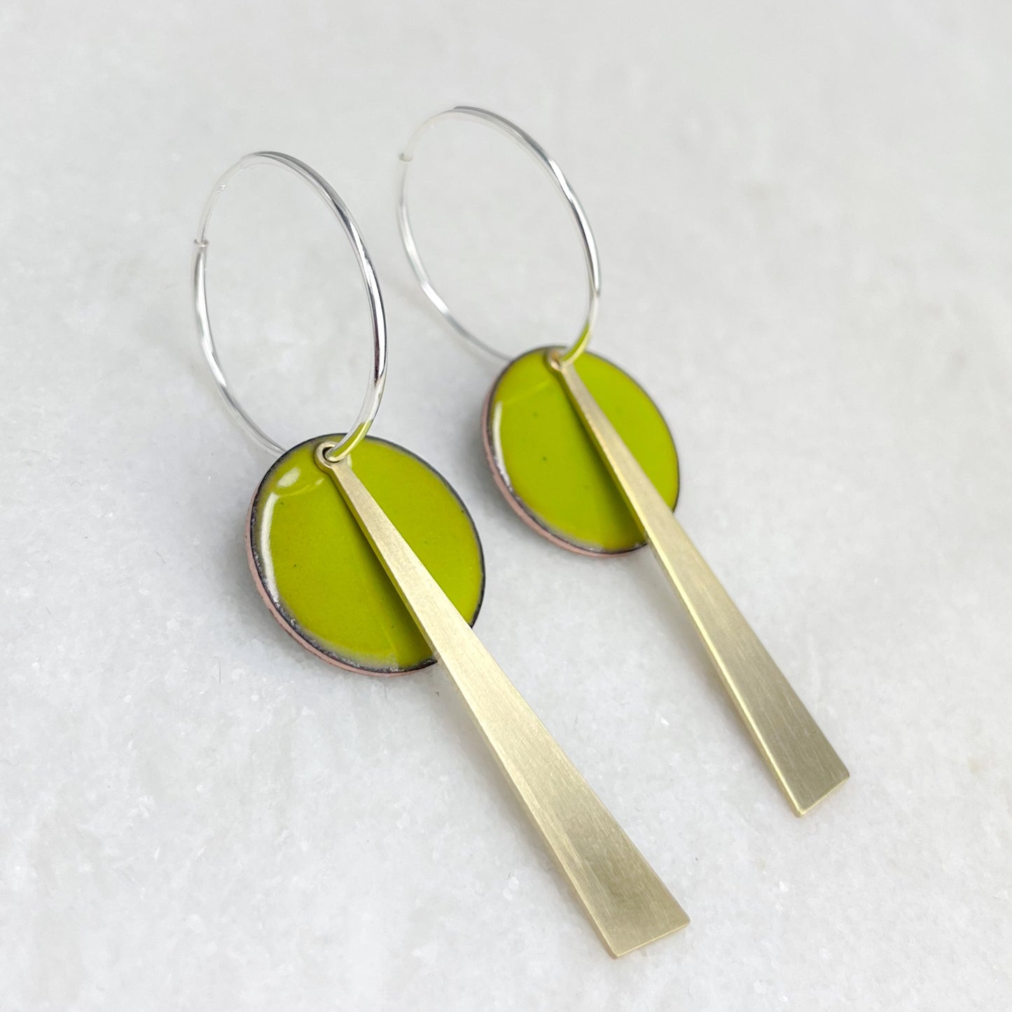 Bitter Green Geometric Hoop Earrings