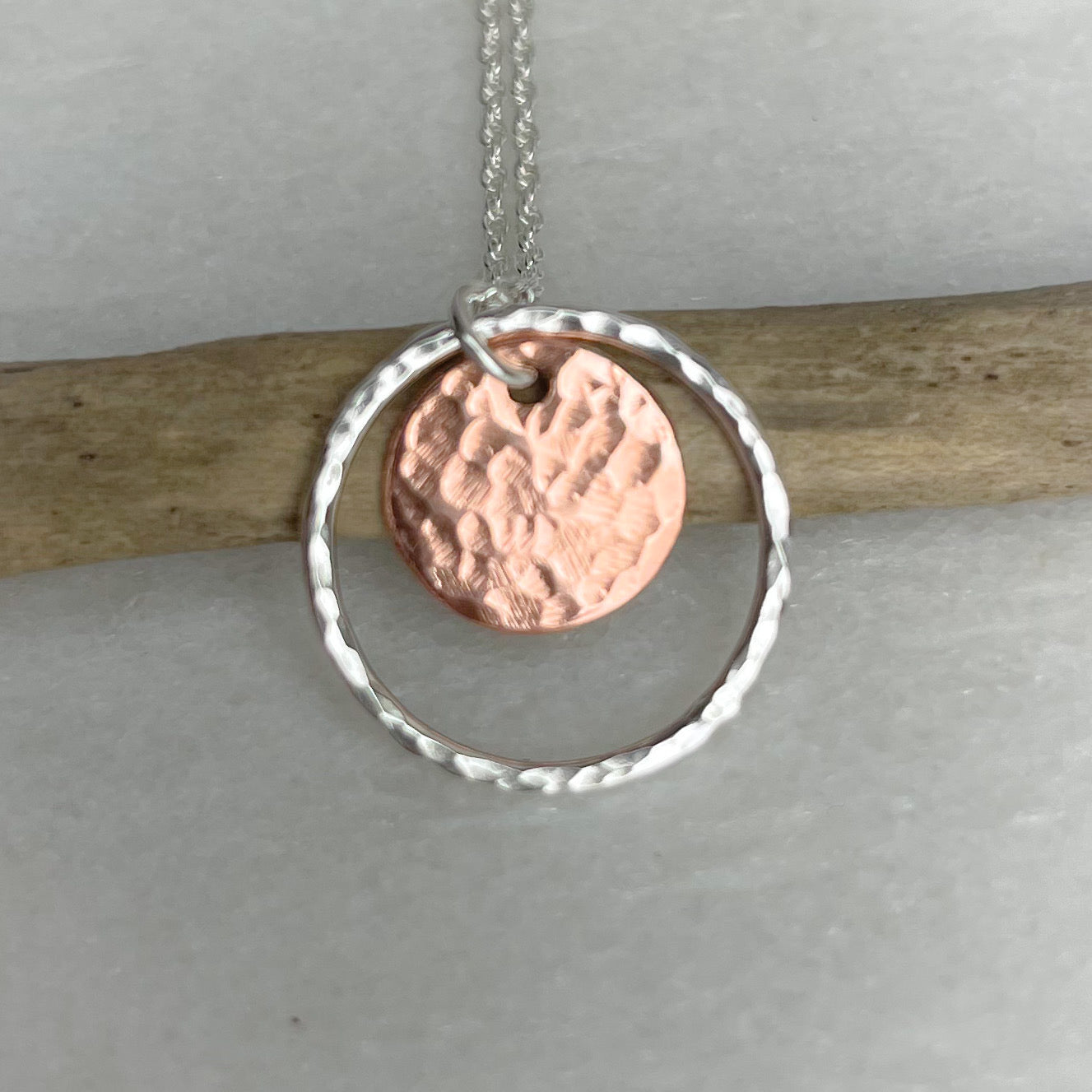 Beaten Copper Disc Necklace