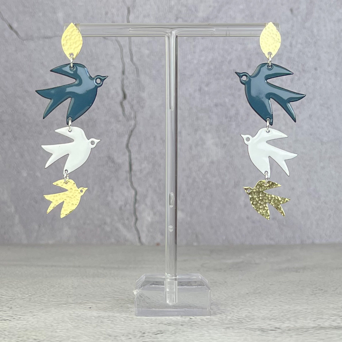 Grey & White Swift Earrings