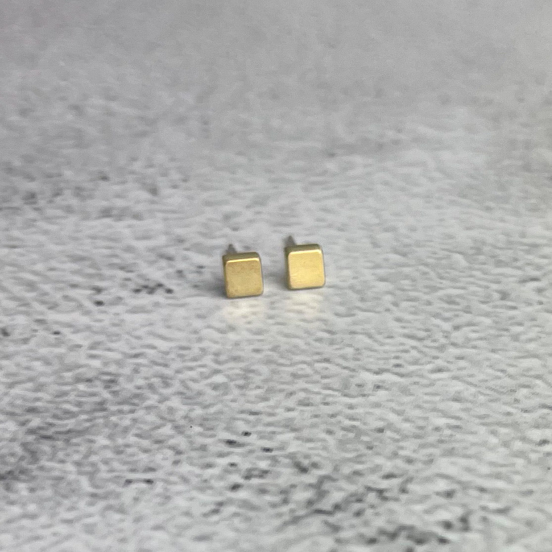 Brass Cube Stud Earrings