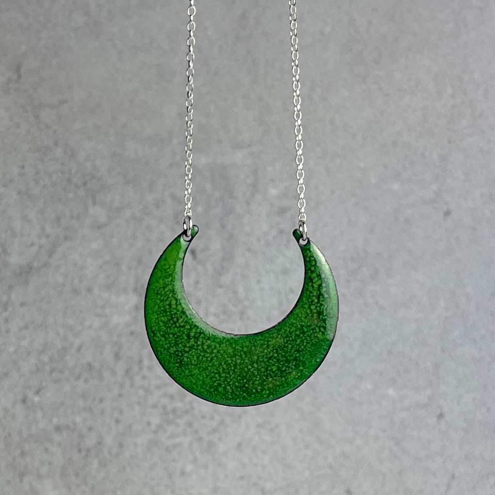 Grass Green Crescent Necklace