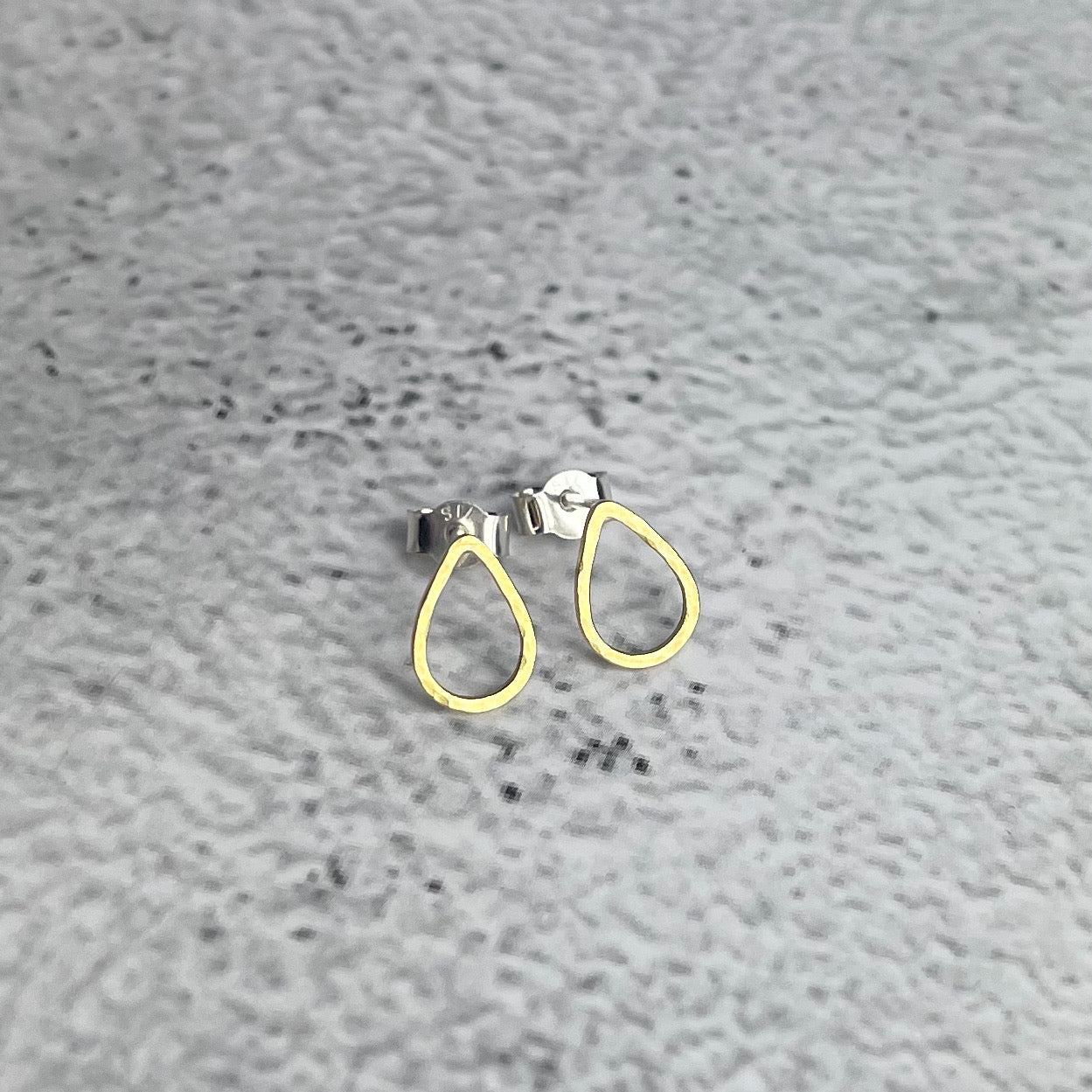 Brass Teardrop Stud Earrings