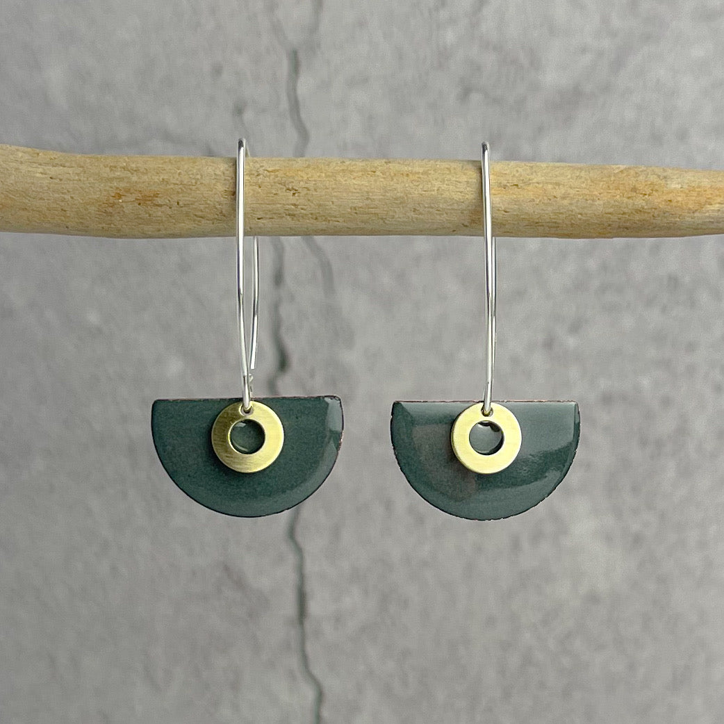 Steel Grey Semi Circle Earrings