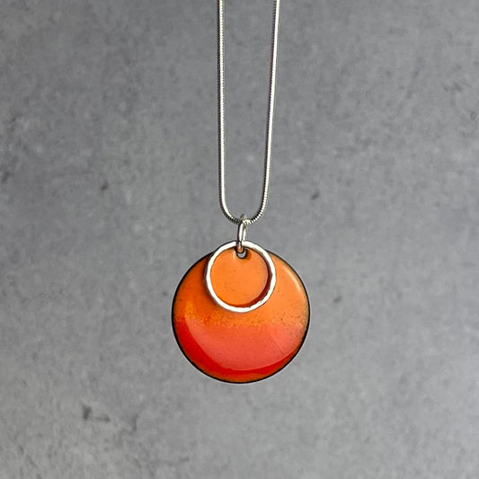 Sunset Orange Disc Necklace