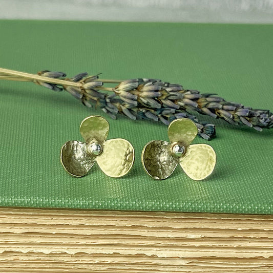 Large Brass Flower Stud Earrings