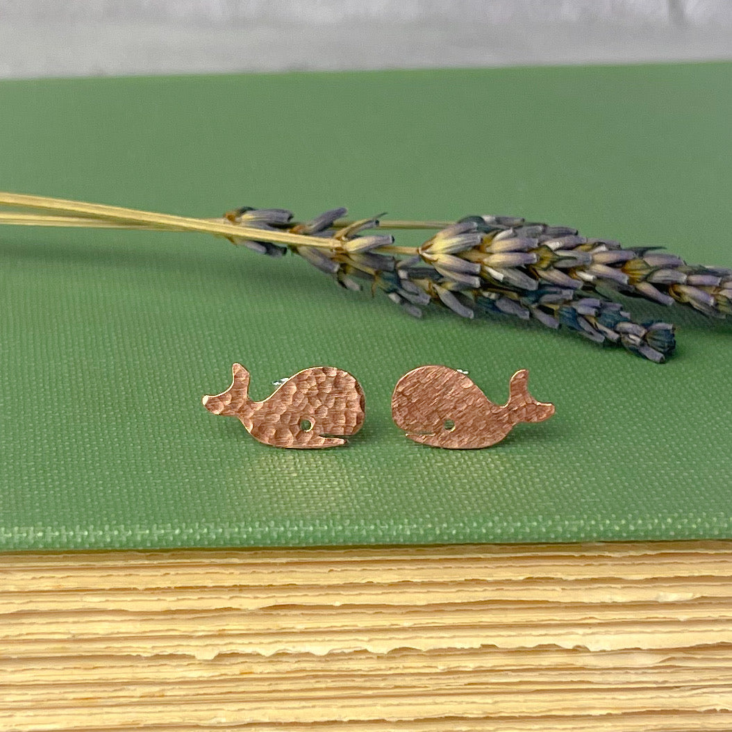 Copper Whale Stud Earrings