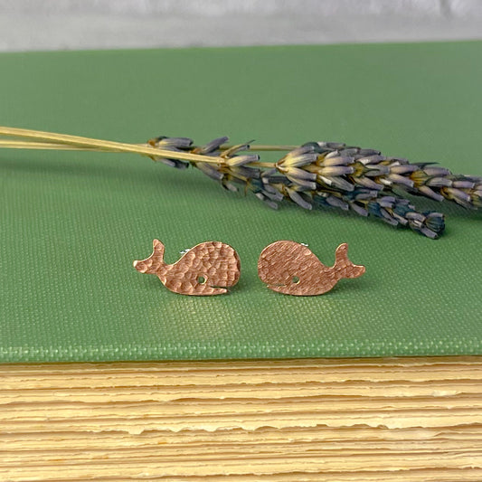 Copper Whale Stud Earrings