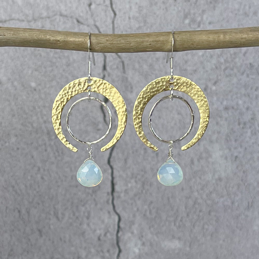 Opalite Drop Crescent Earrings