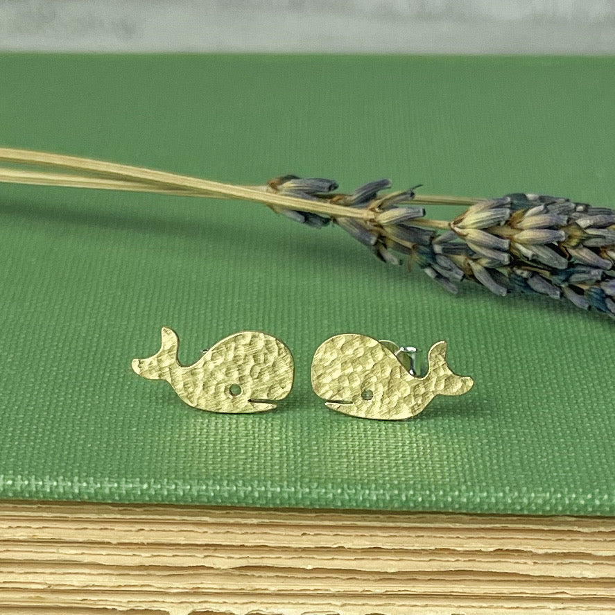 Brass Whale Stud Earrings