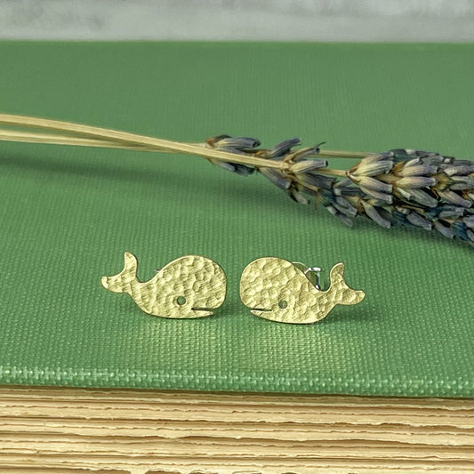 Brass Whale Stud Earrings