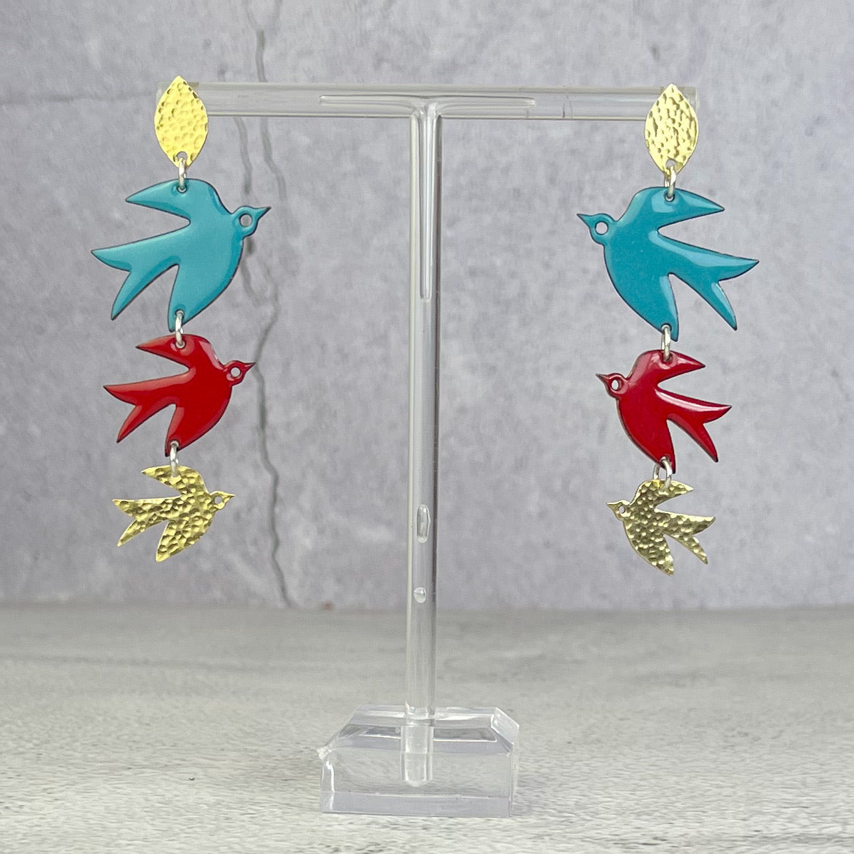 Blue & Red Swift Earrings