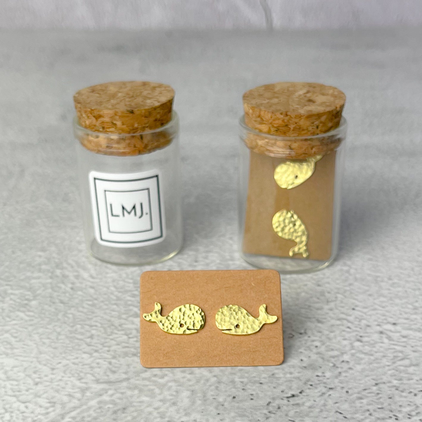 Brass Whale Stud Earrings