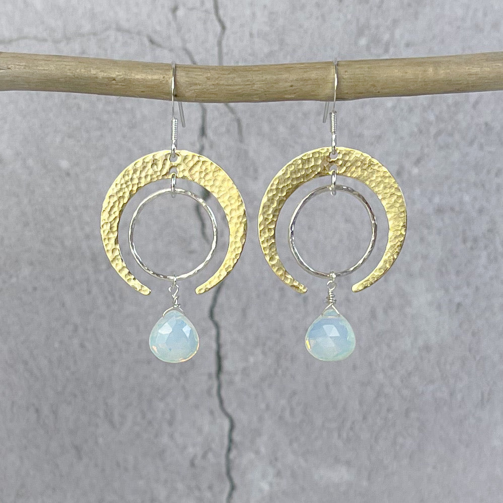 Opalite Drop Crescent Earrings