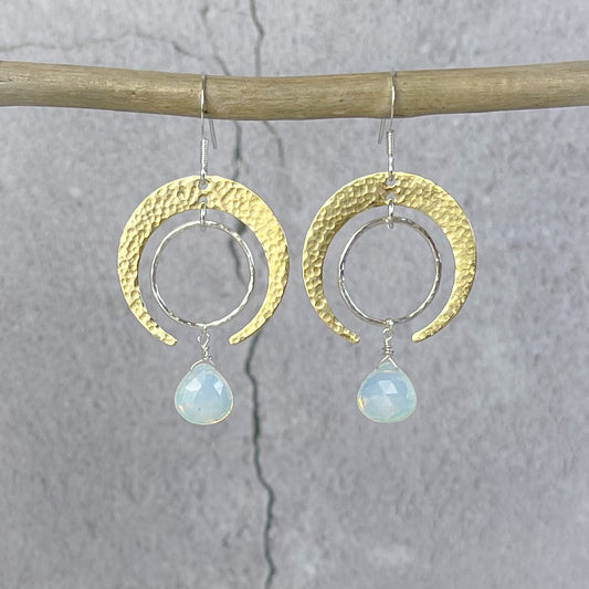 Opalite Drop Crescent Earrings