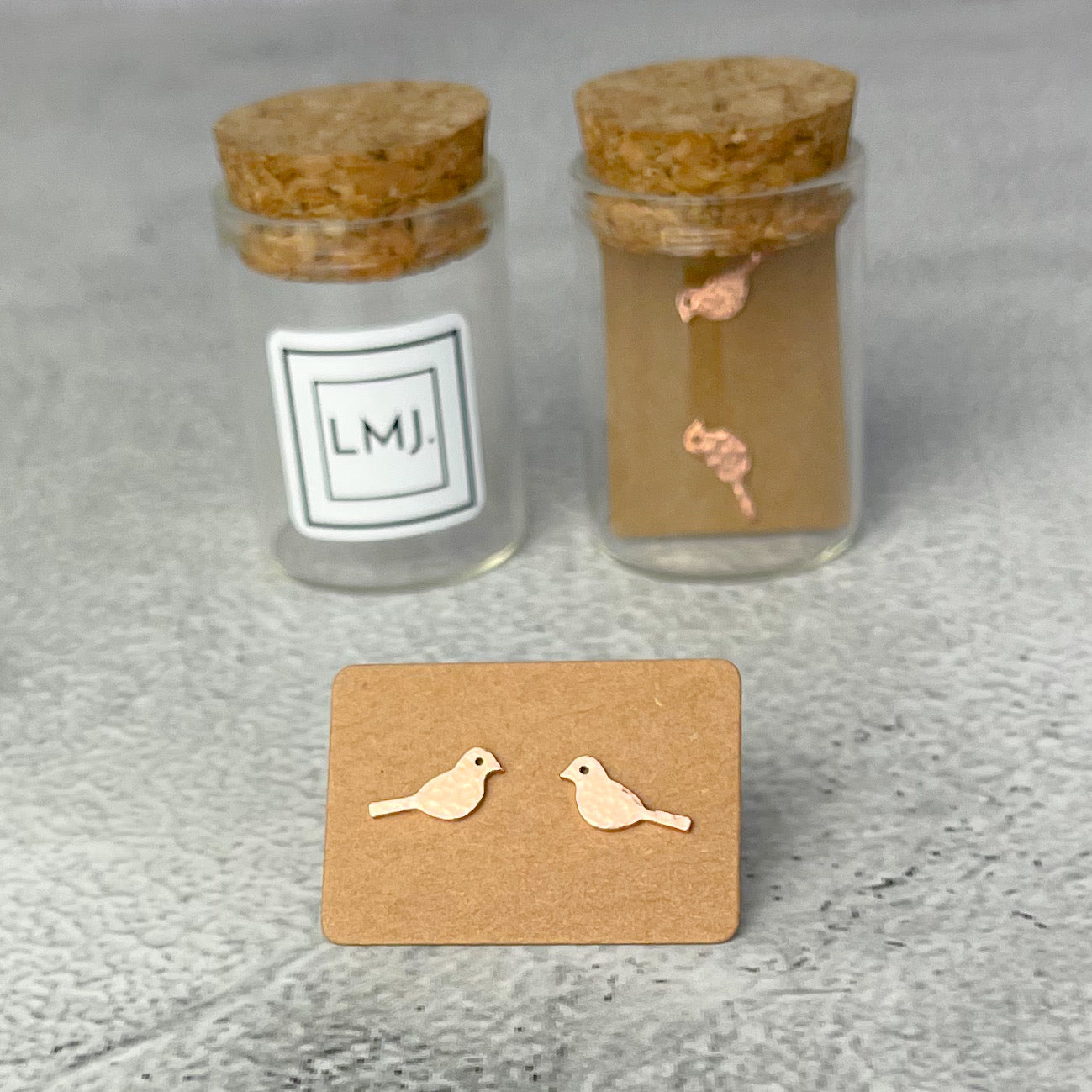 Copper Bird Stud Earrings