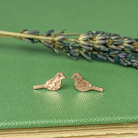 Copper Bird Stud Earrings