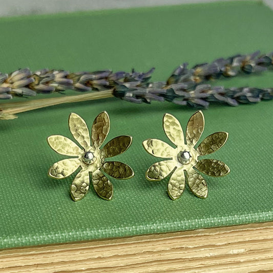 Brass Daisy Stud Earrings