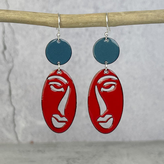 Red Face Earrings