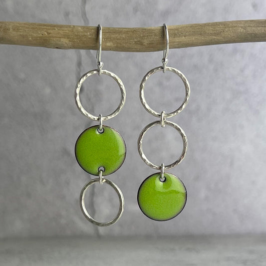 Green Asymmetric Hoop Earrings