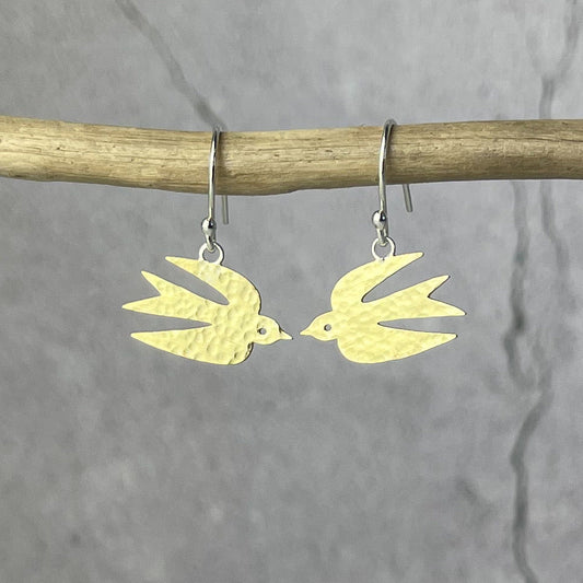 Brass Swallow Earrings