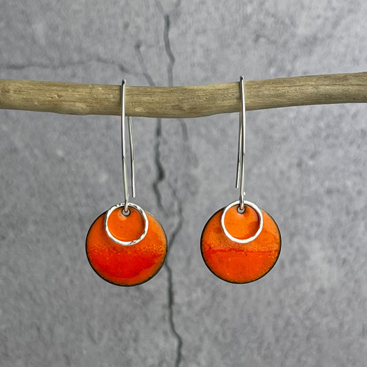 Sunset Orange Disc Earrings