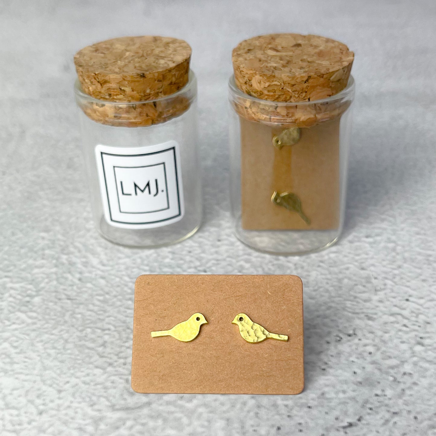 Brass Bird Stud Earrings