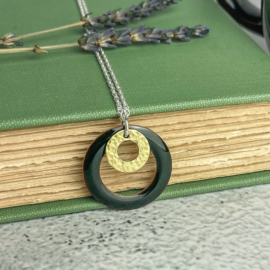 Bottle Green Hoop Necklace