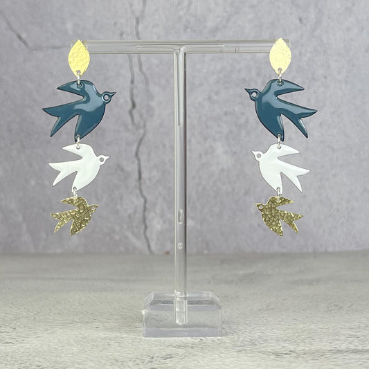 Grey & White Swift Earrings