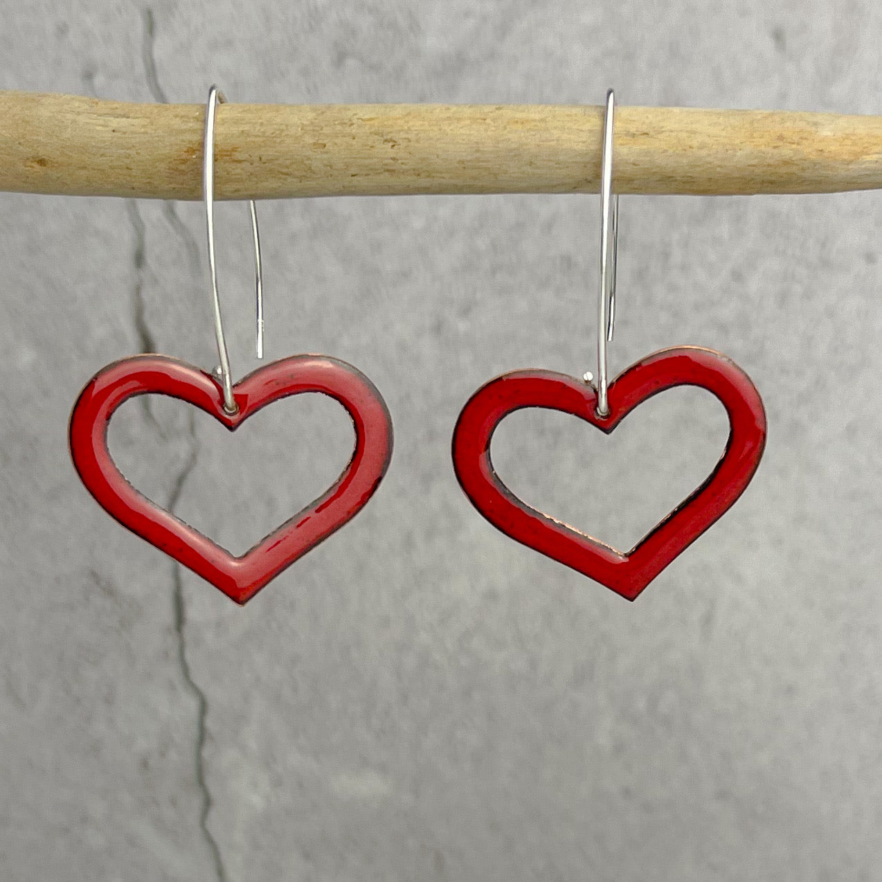 Flame Red Heart Earrings