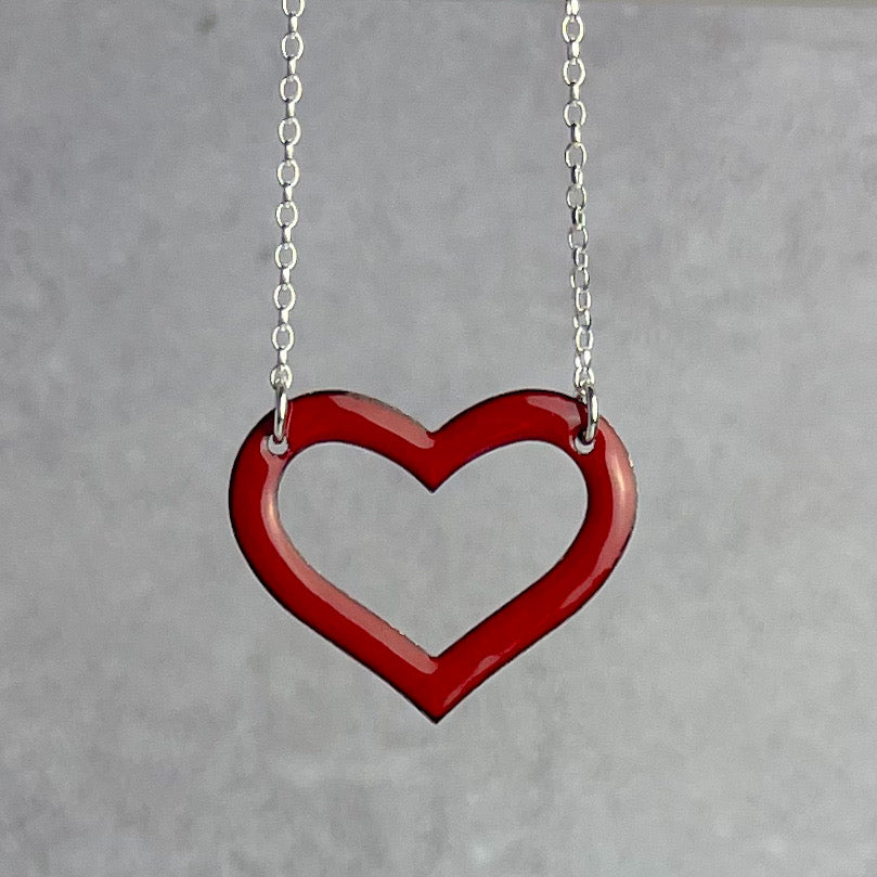 Flame Red Heart Necklace