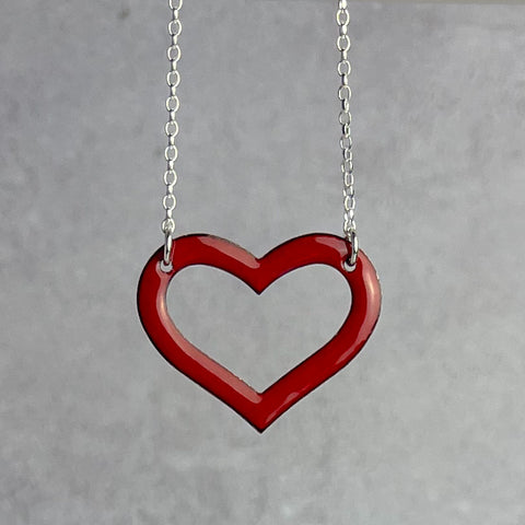Flame Red Heart Necklace