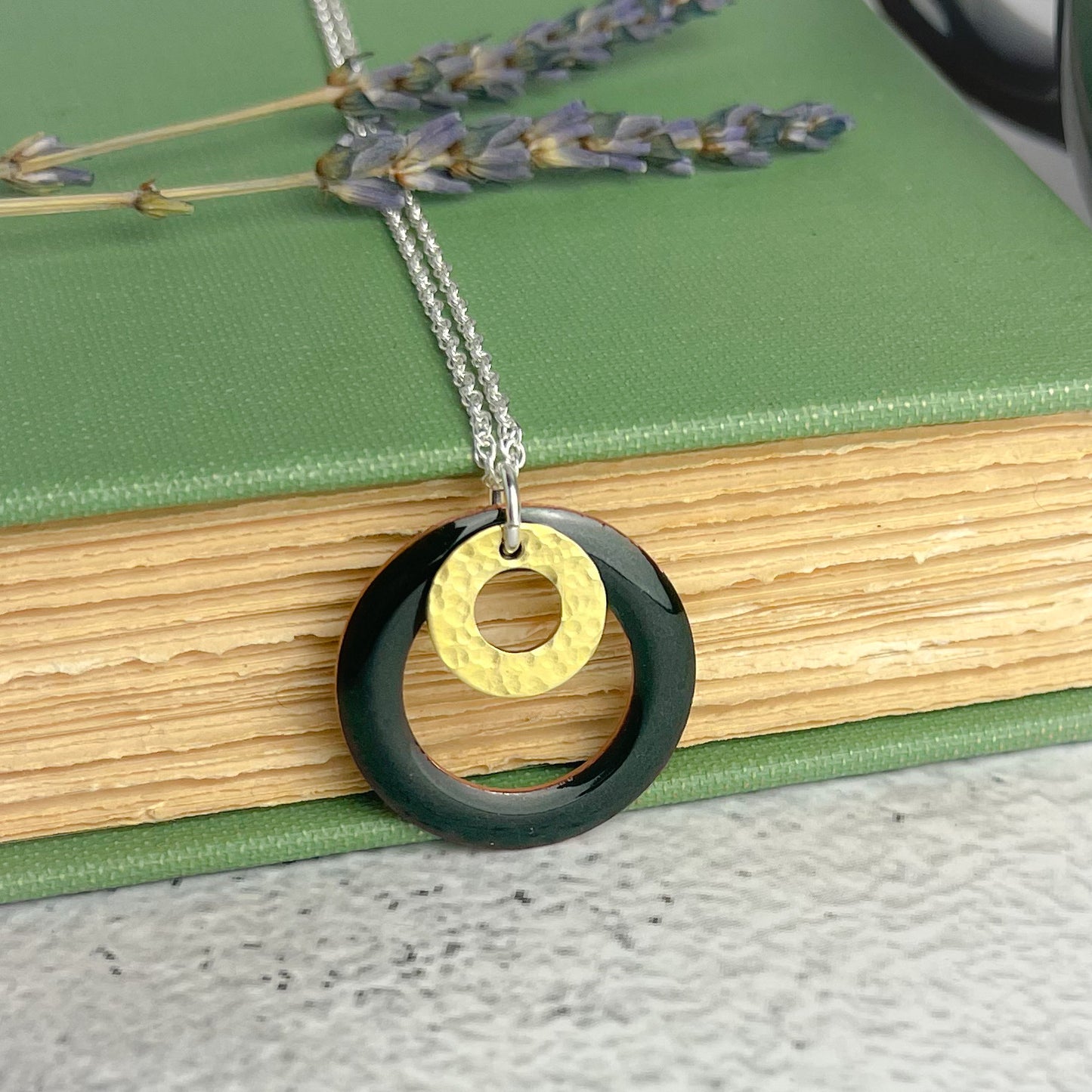 Bottle Green Hoop Necklace